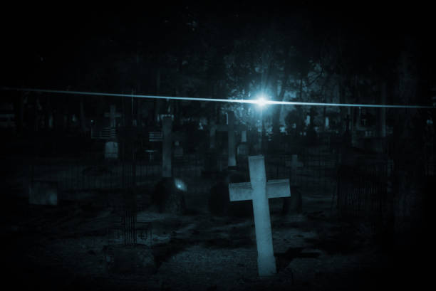 Ramshackle gravestones in an old cemetry