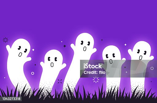 istock Spooky Ghosts Modern Halloween Background 1343273318
