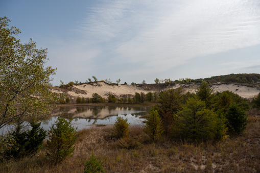 Inland Pond And Sand Dunes Off Of Lake Michigan in Indiana Dunes National Park