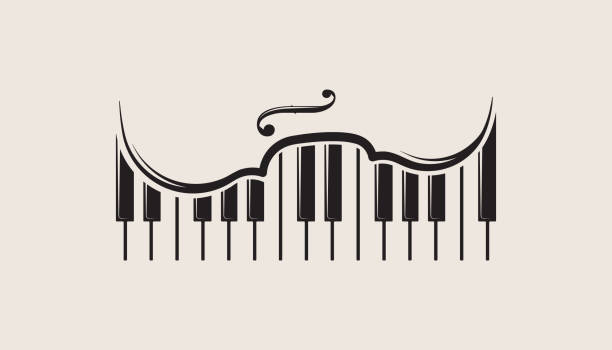 illustrazioni stock, clip art, cartoni animati e icone di tendenza di elemento di design per pianoforte e violino - pianoforte