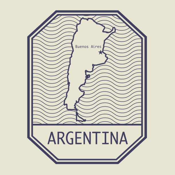 illustrations, cliparts, dessins animés et icônes de timbre ou signe abstrait avec contour ou silhouette de l’argentine - passport stamp passport rubber stamp travel