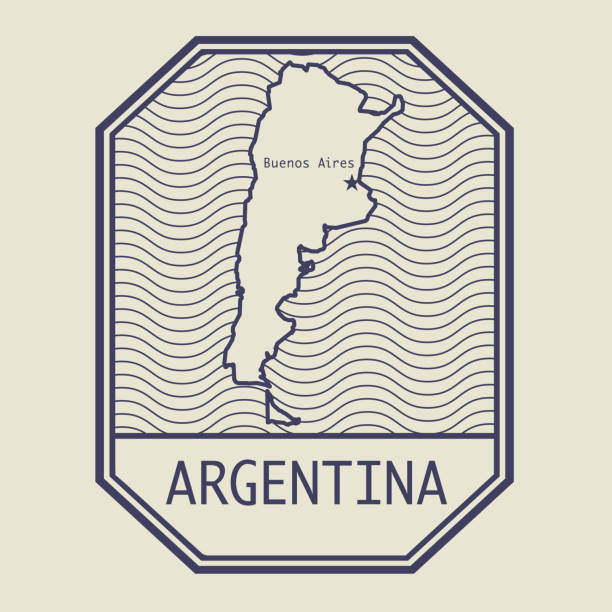 абстрактная печать или знак с контуром или силуэтом аргентины - passport old usa id card stock illustrations