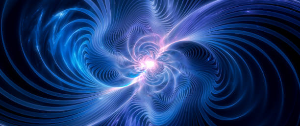fondo abstracto de ondas gravitacionales brillantes azules - onda gravitacional fotografías e imágenes de stock