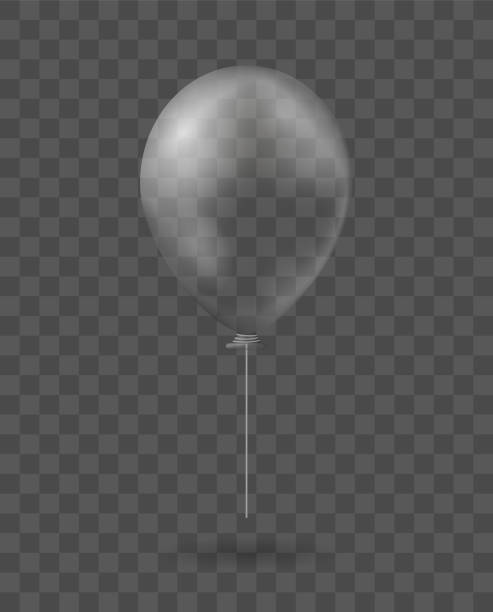istock Transparent balloon with string. Celebration round holiday filled with helium with shiny inflatable gradient. 1343293438
