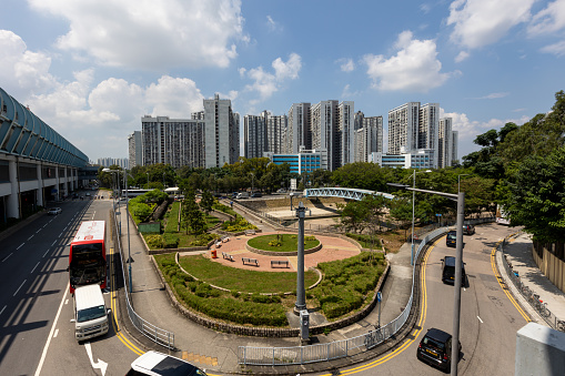 Hong Kong - September 18, 2021 : General view of the residential area in Yuen Long, New Territories, Hong Kong.