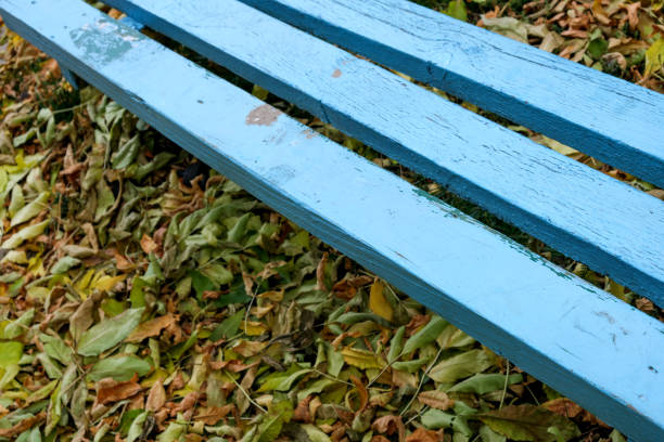 Simple blue wooden bench
