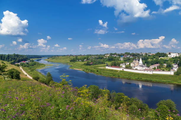 istock Landscape with Dormition Monastery, Staritsa, Russia 1343293882