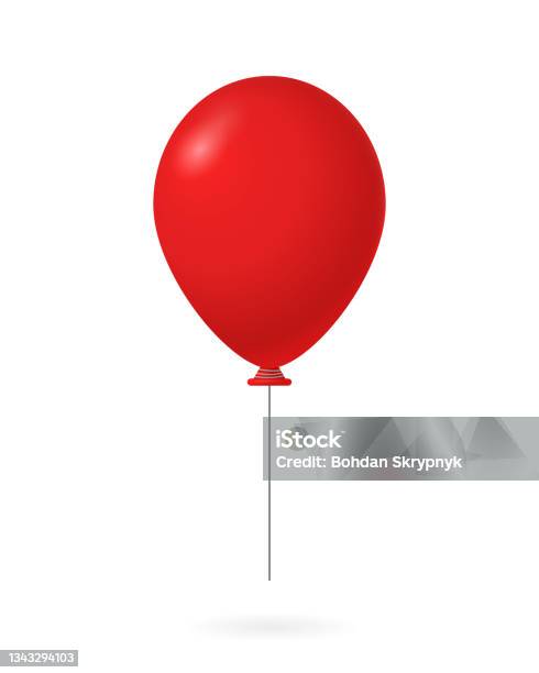Red Stringed Balloon Red Balloon With String Holiday Fun Filled With Round Helium With Shiny ...
