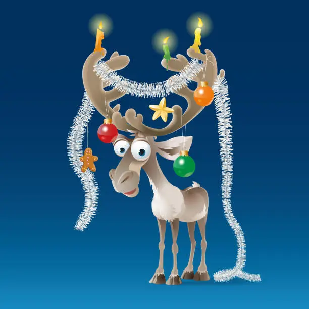 Vector illustration of Reindeer with Christmas Decoration