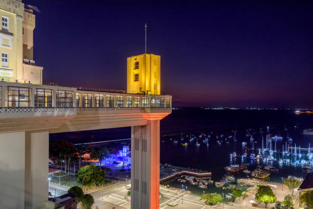 istock Facade of the famous Lacerda elevator in the illuminated at night 1343301365