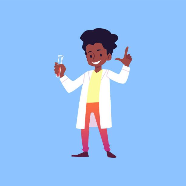 Little Boy Scientist And Experimenter Flat Vector Illustration Isolated  Stock Illustration - Download Image Now - iStock