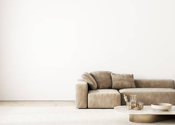 istock Contemporary interior with sofa and decor. 3d render illustration mockup. 1343303967