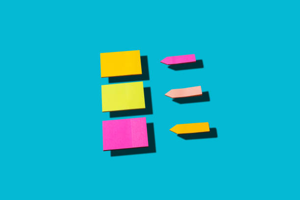 istock Selection of stickers in rectangle and arrow shape on cyan background 1343304101