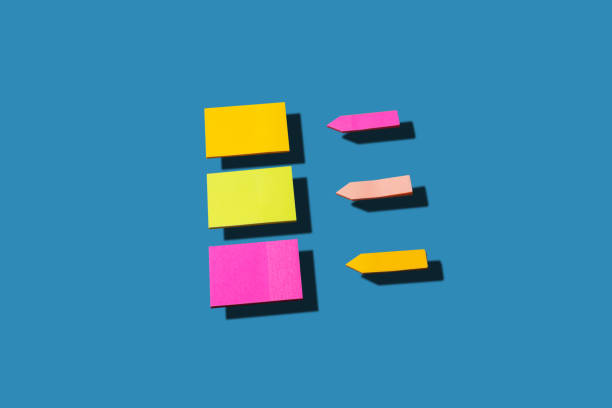 istock Selection of stickers in rectangle and arrow shape on blue background 1343304193