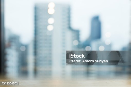 istock City view blurred background. Office and window view background, Bokeh and copy space 1343306702