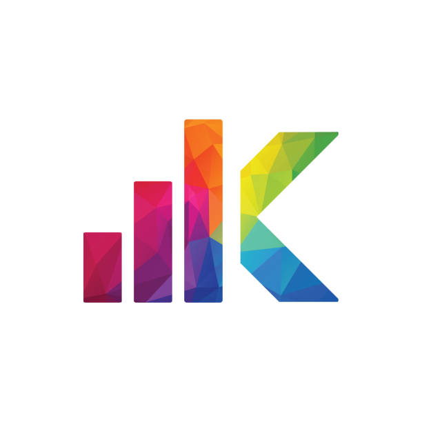 ilustraciones, imágenes clip art, dibujos animados e iconos de stock de la letra k señala el concepto de logotipo del icono. tecnología de letras iniciales k y logotipo de símbolos de internet. - letter k audio