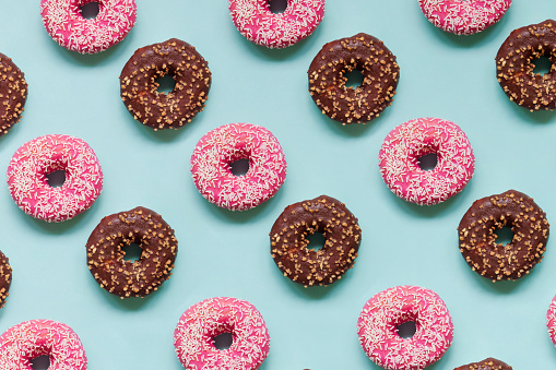 Donuts on colored background