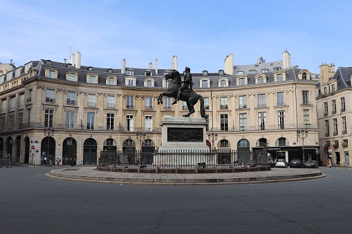 Victories square, with the equestrian statue of King Louis XIV, city of Paris, Ile de France, France