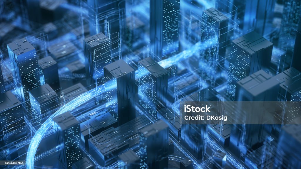 Exchanging Data - Blue - Digital Technology, Innovation, Computer Network Highly detailed 3d animation, perfectly usable for all kinds of topics related to computers, data or digital networks. Technology Stock Photo