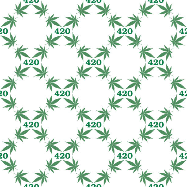 illustrazioni stock, clip art, cartoni animati e icone di tendenza di four twenty green marijuana lascia un modello senza cuciture - backgrounds pill white background capsule