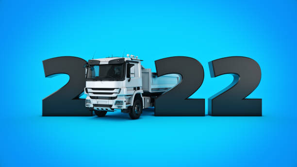 istock Truck concept 2022 New Year sign. 3d rendering 1343317055