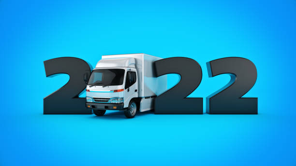 istock delivery truck concept 2022 New Year sign. 3d rendering. 3d rendering 1343317096