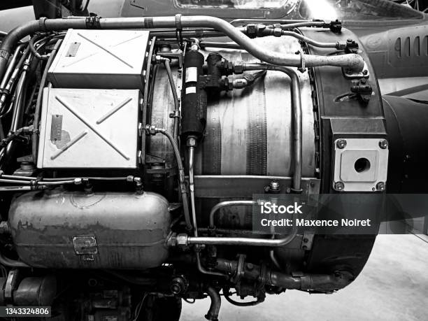 Military Aircraft Engine At Toulouse France Musée Airbus Aeroscopia Stock Photo - Download Image Now