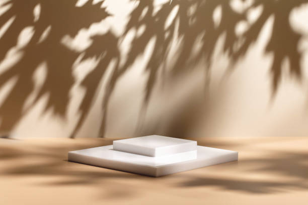 istock scene with white podium on beige background and shadows 1343339565