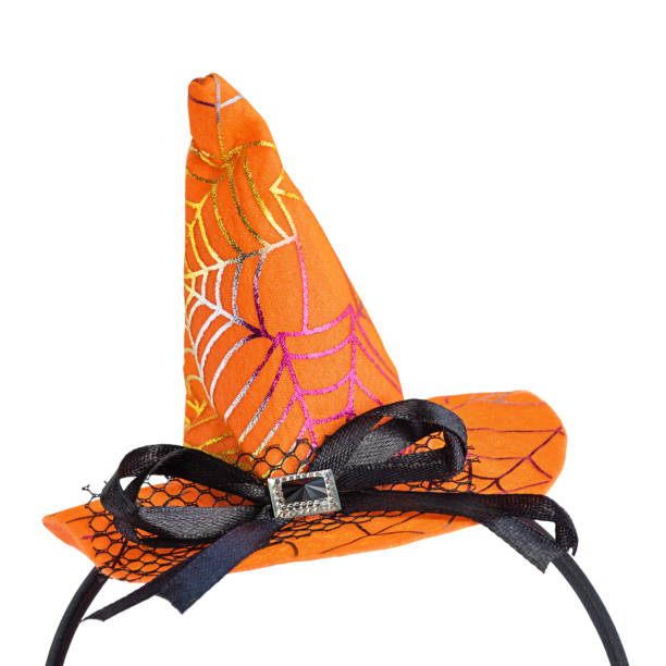 istock Halloween concept. Halloween hat witch hoop orange. 1343339663