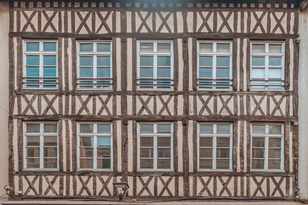 istock Typical half-timbered Norman houses, historic facade of Normandy 1343347614