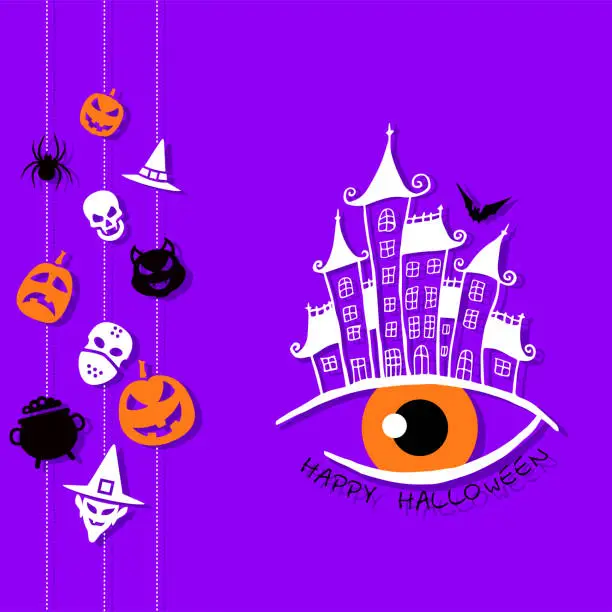 Vector illustration of Halloween Poster with Castle.