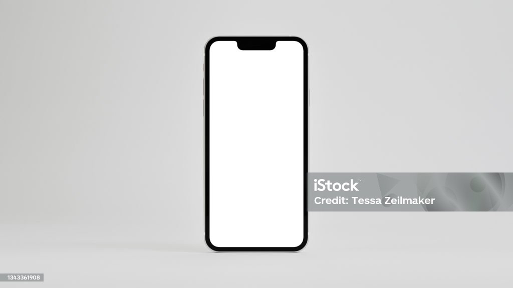 Smartphone mockup with blank white screen Mockup template with blank screen isolated on white background. Smart Phone Stock Photo