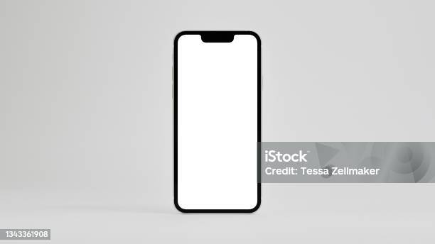 Smartphone Mockup With Blank White Screen Stock Photo - Download Image Now - Smart Phone, Template, Mobile Phone