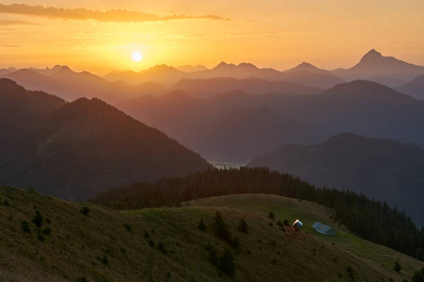 istock Scenic sunrise above a mountain range in the alps. 1343363982