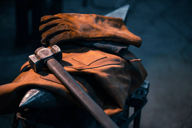istock Close-up of a blacksmith's outfit, leather apron. 1343364070