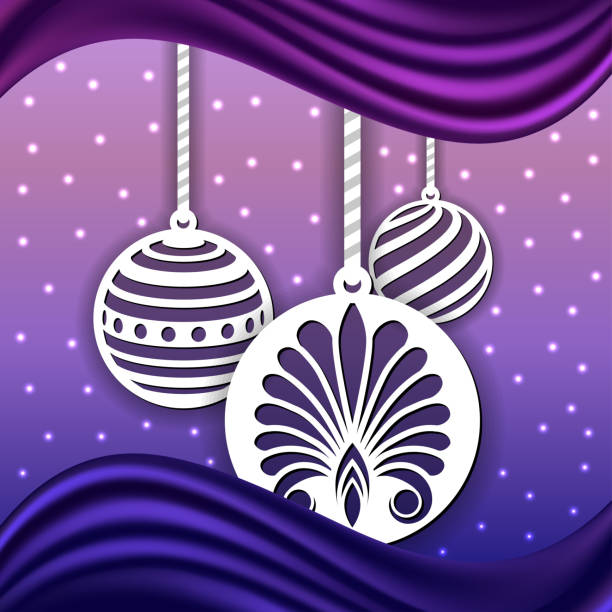 istock Laser cut balls for Christmas background. Decorative elements  for diy craft, New Year and Christmas decor. Paper art, wood or metal cutting, fretwork. Vector illustration 1343371511