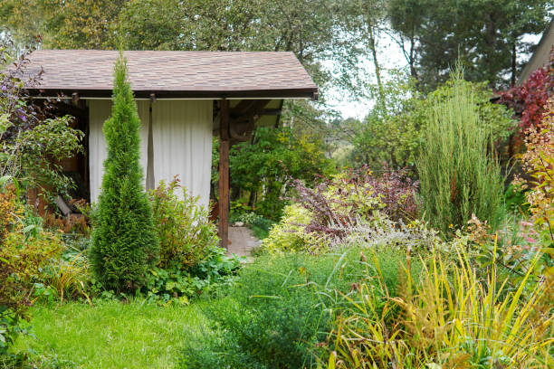 istock veranda chalet in summer garden 1343371671