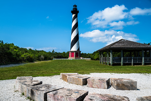 Photo of the Cape Hatteras Light Station located in the Outer Banks of North Carolina.