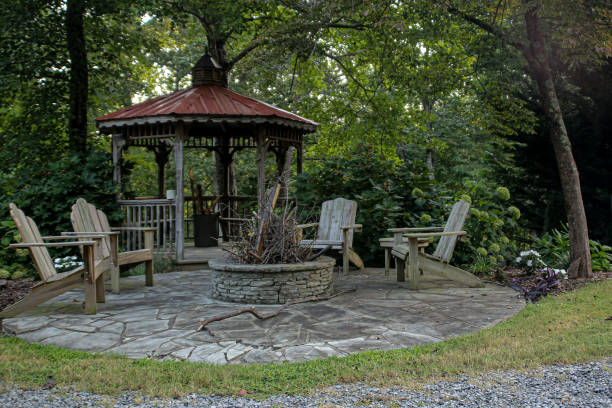 istock An outdoor fire pit ready for four friends. 1343376323