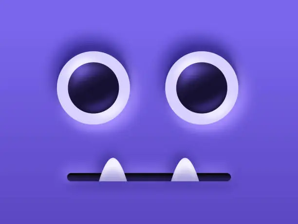 Vector illustration of Cute Purple Monster Face