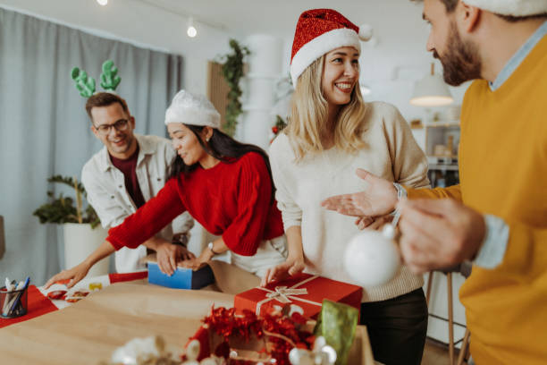 istock Friends celebrating Christmas 1343390175