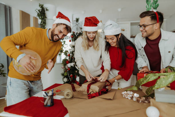 istock Friends celebrating Christmas 1343392688