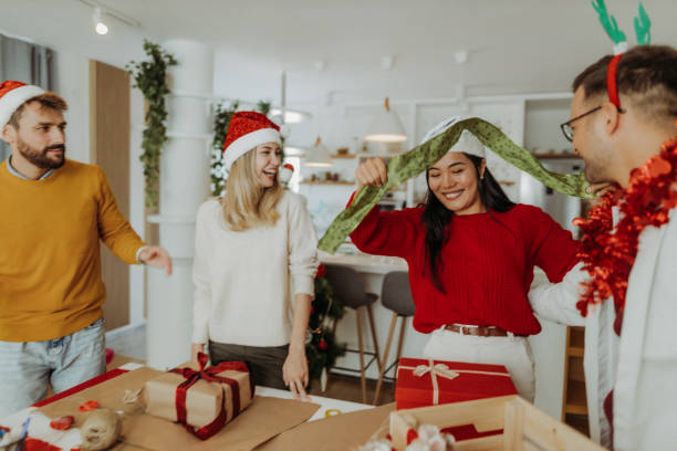 istock Friends celebrating Christmas 1343393272