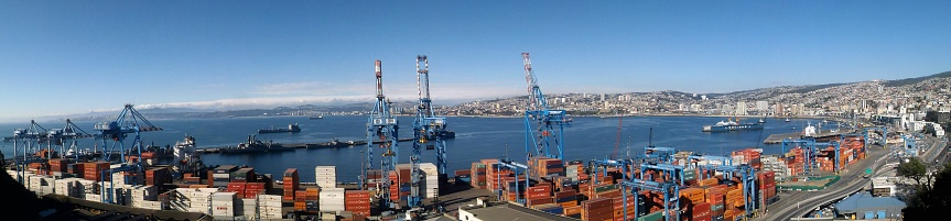 Panoramic, Valparaiso Port and cityscape, in Valparaiso, Chile. High quality photo