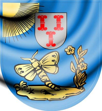 Barneveld coat of arms, Gelderland. Netherlands. 3D illustration.