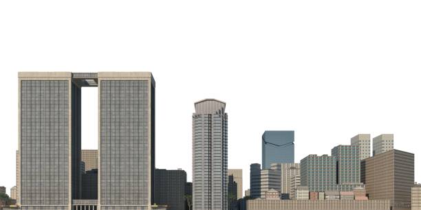 istock Cityscape 3d illustration isolated on white background 1343400658