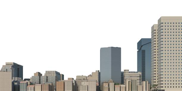 istock Cityscape 3d illustration isolated on white background 1343400660
