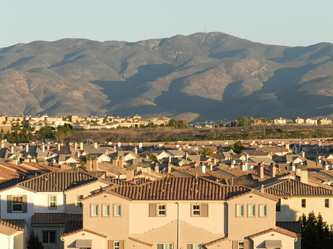Houses, roofs and the mountain, Chula Vista, California, USA. High quality photo