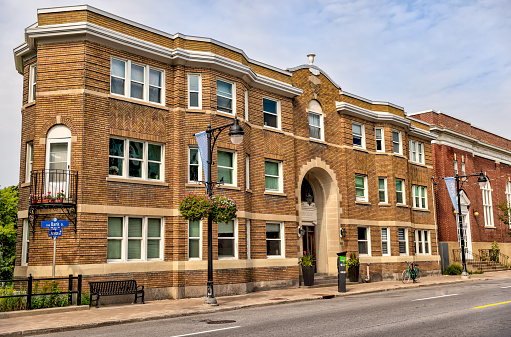 Ottawa, Ontario - August 25, 2021: Exterior of the Ambassador Court building on Bank Street in the Glebe district of Ottawa Ontario