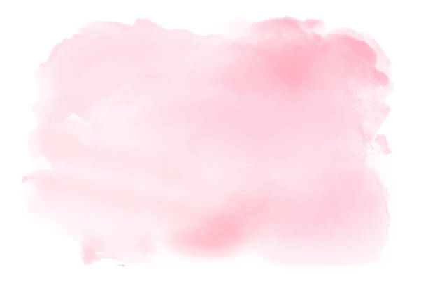illustrations, cliparts, dessins animés et icônes de coups de pinceau à l’aquarelle rose clair sur fond de papier blanc - octobre rose